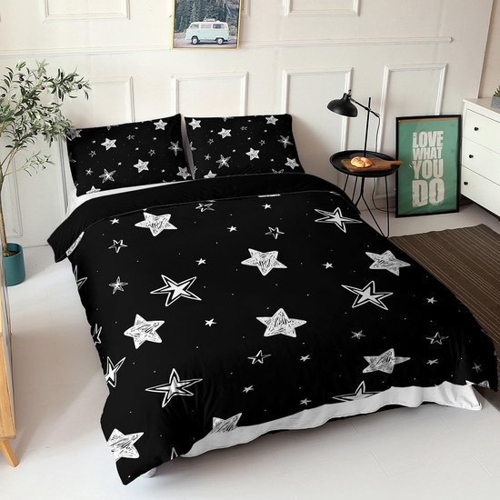 Unyqoos® Comfortabele beddengoedset met sterrenpatroon voor alle leeftijden, 220x230 cm