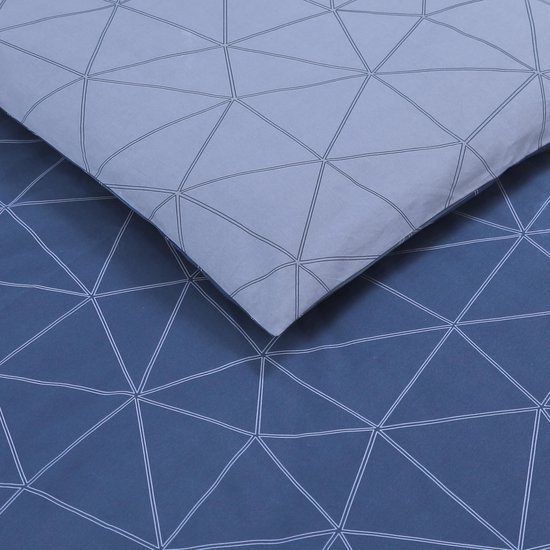 Unyqoos® Omkeerbare katoenen beddengoedset voor eenpersoonsbed in blauwe tinten 200x140
