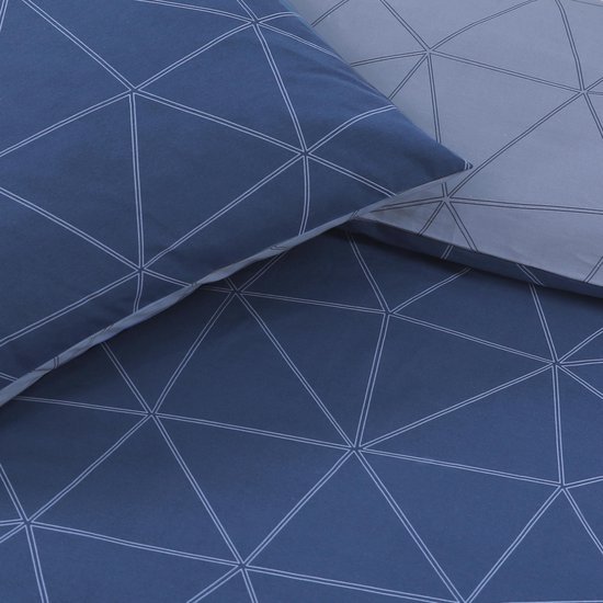 Unyqoos® Omkeerbare katoenen beddengoedset voor eenpersoonsbed in blauwe tinten 200x140