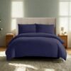 Unyqoos® Donkerblauw beddengoedset van microvezel met ritssluiting en kussensloop 135 x 200