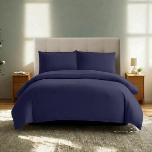 Unyqoos® Donkerblauw beddengoedset van microvezel met ritssluiting en kussensloop 135 x 200