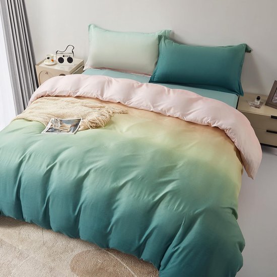 Unyqoos® Moderne tweedelige microvezel beddengoedset met ombre design en ritssluiting