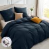 Unyqoos® Donkerblauwe katoenen beddengoedset met ritssluiting voor ultiem slaapcomfort