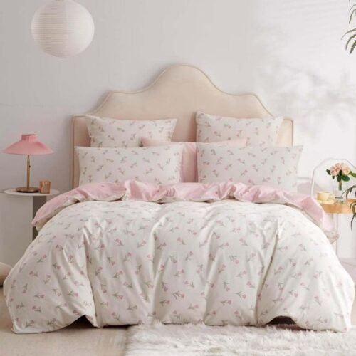 Unyqoos® Elegante katoenen beddengoedset met bloemenpatroon en ritssluiting voor meisjes