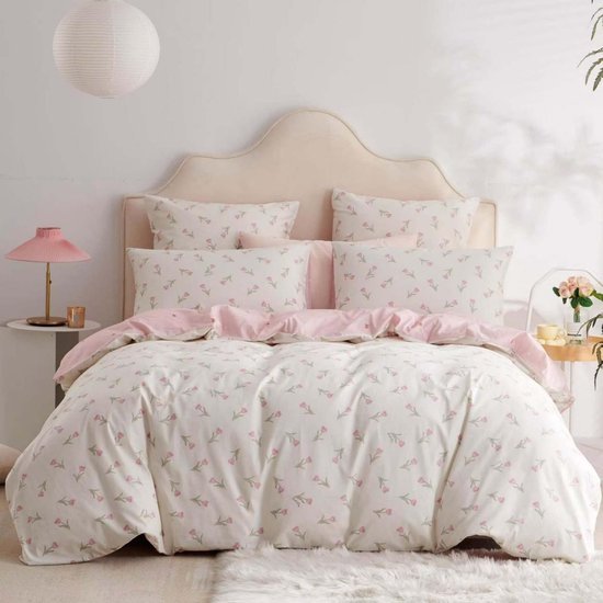 Unyqoos® Elegante katoenen beddengoedset met bloemenpatroon en ritssluiting voor meisjes