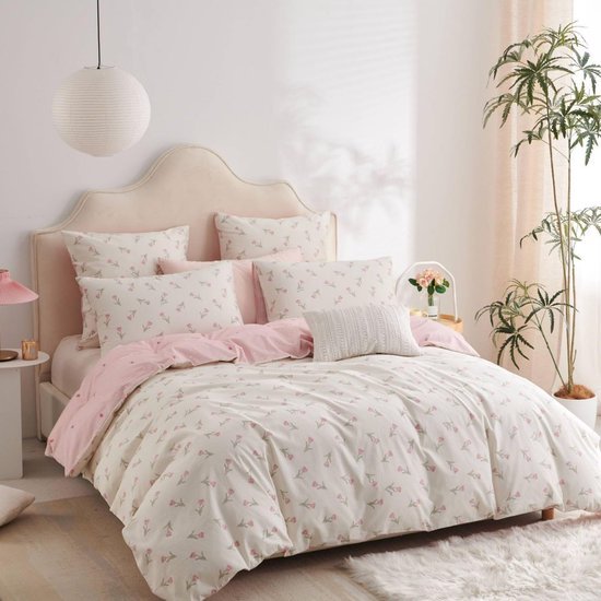 Unyqoos® Elegante katoenen beddengoedset met bloemenpatroon en ritssluiting voor meisjes