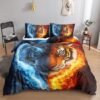 Unyqoos® Stijlvolle rood-blauwe beddengoedset voor eenpersoonsbed met ritssluiting