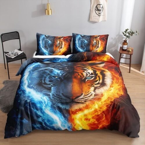 550x550-15449.jpg Unyqoos® Stijlvolle rood-blauwe beddengoedset voor eenpersoonsbed met ritssluiting