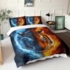Unyqoos® Stijlvolle rood-blauwe beddengoedset voor eenpersoonsbed met ritssluiting