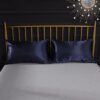 Unyqoos® Glanzend hoeslaken set met kussenslopen in navy blauw voor matrassen