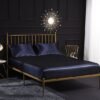Unyqoos® Glanzend hoeslaken set met kussenslopen in navy blauw voor matrassen