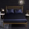 Unyqoos® Glanzend hoeslaken set met kussenslopen in navy blauw voor matrassen