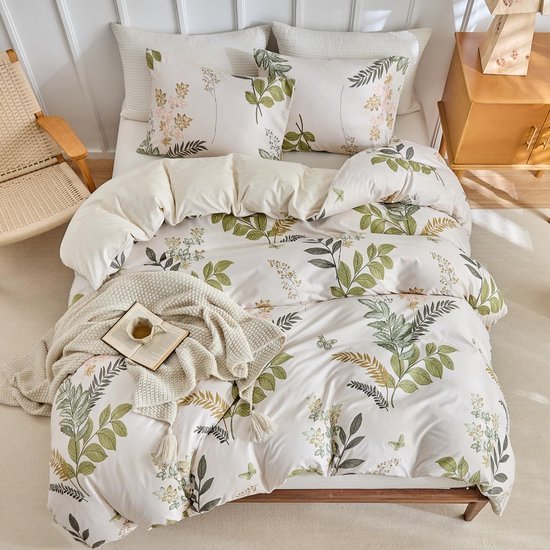Unyqoos® Drie-delige set beddengoed met botanisch design voor alle seizoenen