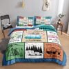 550x550-15499.jpg Unyqoos® Stijlvolle beddengoedset met campingwagen print voor eenpersoonsbed 135x200 cm