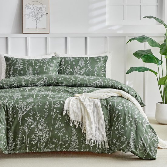 Unyqoos® Luxe set beddengoed voor tweepersoonsbed met botanisch ontwerp