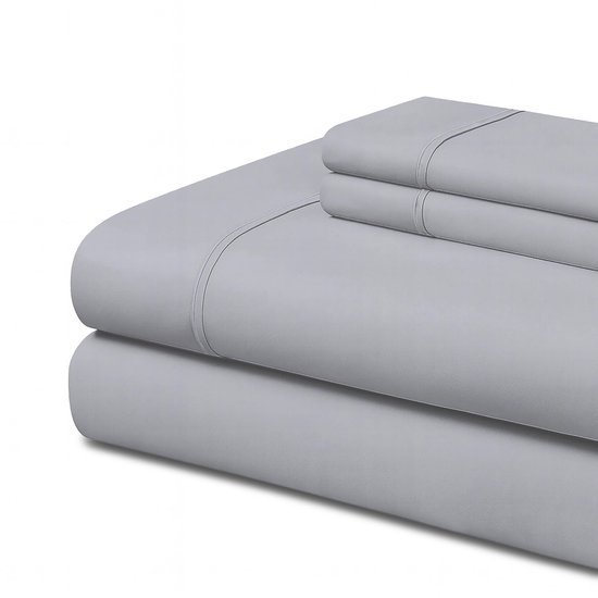 Unyqoos® Luxe lichtgrijs beddengoedset met fluweelzachte microvezel en biesdetails