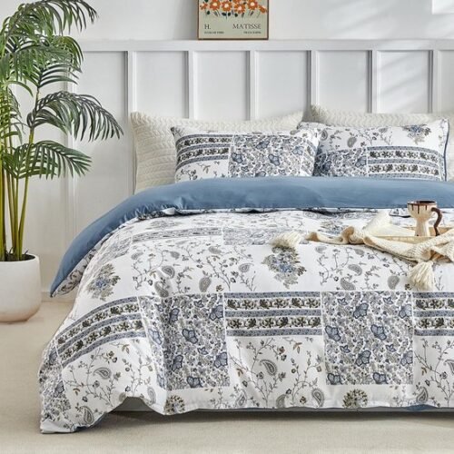 Unyqoos® Luxe driedelig beddengoedset met bloemenpatroon voor tweepersoonsbed