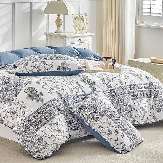 Unyqoos® Luxe driedelig beddengoedset met bloemenpatroon voor tweepersoonsbed