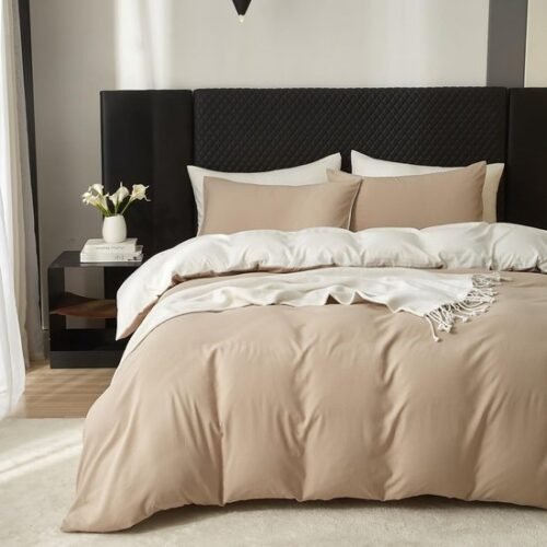 Unyqoos® Luxe en omkeerbare katoenen dekbedovertrekset voor tweepersoonsbed