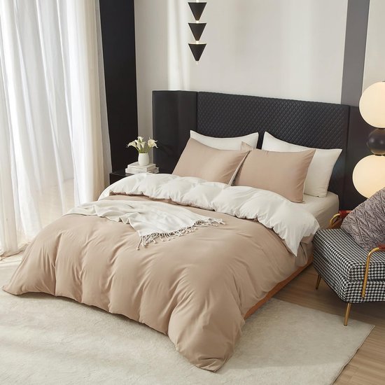 Unyqoos® Luxe en omkeerbare katoenen dekbedovertrekset voor tweepersoonsbed