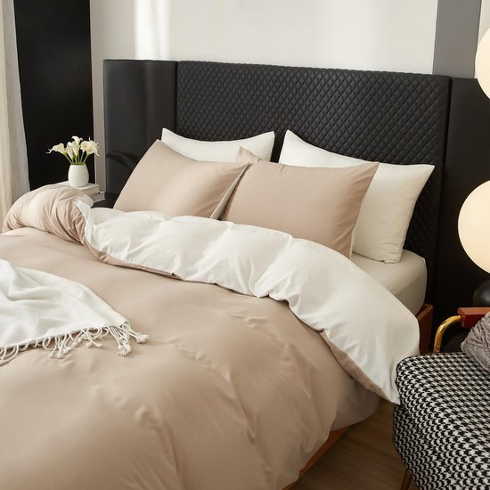 Unyqoos® Luxe en omkeerbare katoenen dekbedovertrekset voor tweepersoonsbed