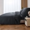 Unyqoos® Complete 5-delige beddengoedset van microvezel in donkergrijs voor optimaal slaapcomfort