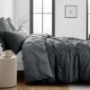 Unyqoos® Zacht en strijkvrij microvezel beddengoed met gestreept antraciet patroon