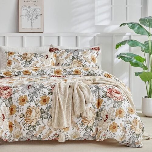 Unyqoos® Beddenset met Bloemenmotief en Ritssluiting voor Tweepersoonsbedden