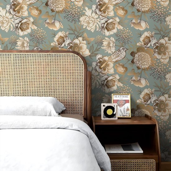 550x550-15628.jpg Unyqoos® Zelfklevend vinyl behang met gouden bloemenmotief voor diverse kamers