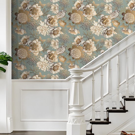 550x550-15629.jpg Unyqoos® Zelfklevend vinyl behang met gouden bloemenmotief voor diverse kamers