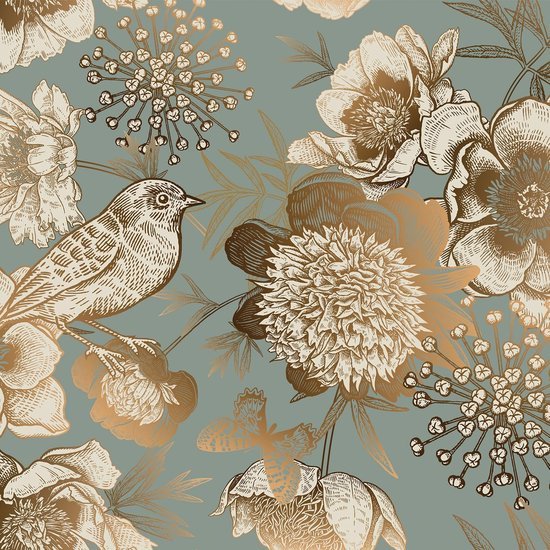 550x550-15631.jpg Unyqoos® Zelfklevend vinyl behang met gouden bloemenmotief voor diverse kamers