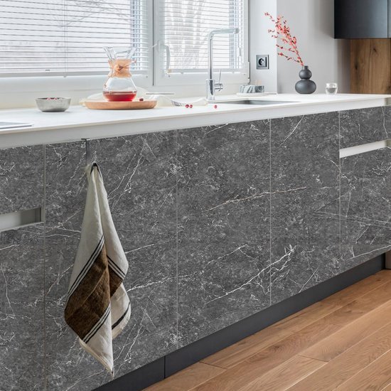 Unyqoos® Stijlvolle Grijze Zelfklevende Marmerlook Meubelfolie voor Diverse Oppervlakken