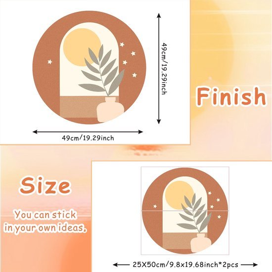 550x550-15688.jpg Unyqoos® Zelfklevende decoratieve muurstickers met zonnige cirkels en plantenmotief