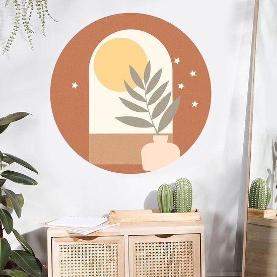 550x550-15690.jpg Unyqoos® Zelfklevende decoratieve muurstickers met zonnige cirkels en plantenmotief