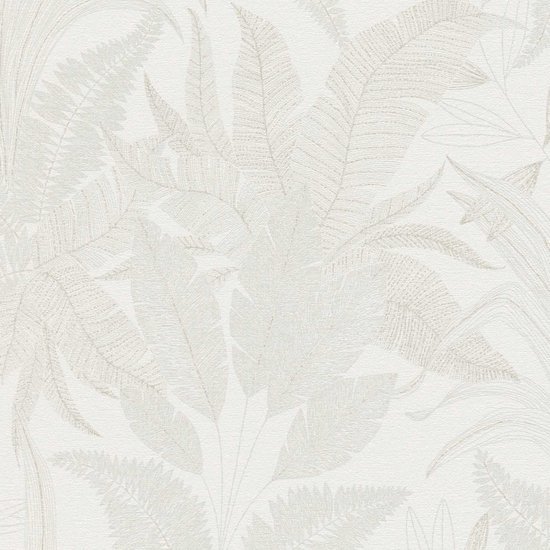 550x550-15702.jpg Unyqoos® Elegant crèmekleurig behang met palmbladeren en gouden metallic accenten