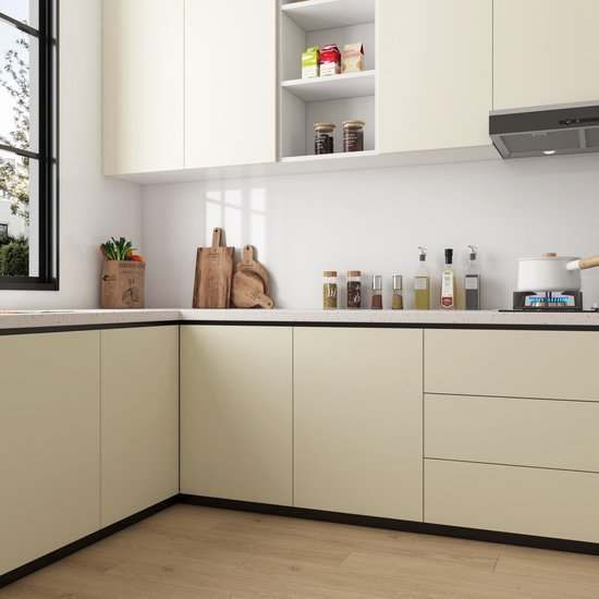 Unyqoos® Zelfklevende matte beige wandfolie voor diverse interieurtoepassingen