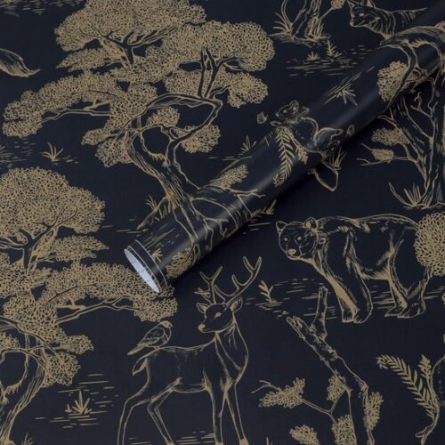 Unyqoos® Donkerblauw zelfklevend behang met dierenmotief voor diverse ruimtes 44 x 300 cm