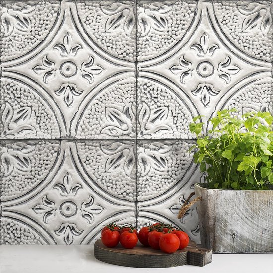 550x550-15849.jpg Unyqoos® Zelfklevende grijze vintage tegel-look wandfolie voor diverse oppervlakken