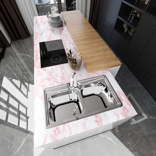 550x550-15877.jpg Unyqoos® Roze Zelfklevende Marmerfolie voor Meubels en Interieurdecoratie, roze