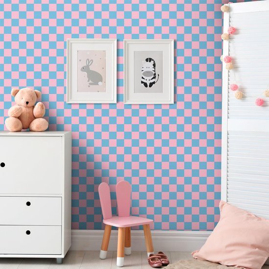 550x550-15897.jpg Unyqoos® Waterdicht zelfklevend schaakbordpatroon behang voor kleurrijke kinderkamer