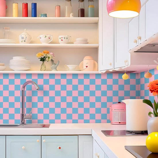 550x550-15898.jpg Unyqoos® Waterdicht zelfklevend schaakbordpatroon behang voor kleurrijke kinderkamer