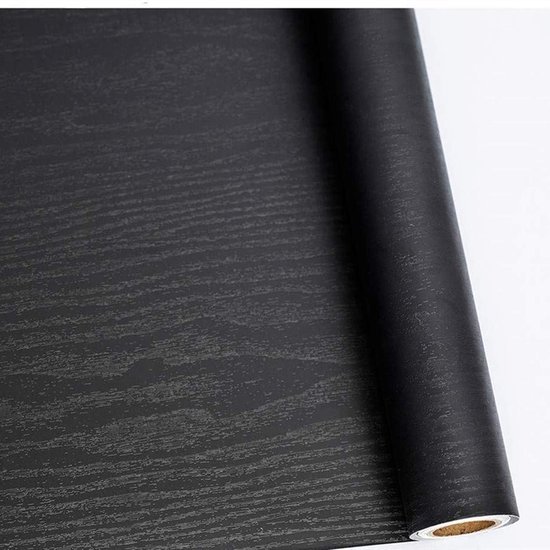 Unyqoos® Zelfklevende Meubelfolie in Houtlook voor Diverse Oppervlakken - Mat Zwart 30 x 200 cm