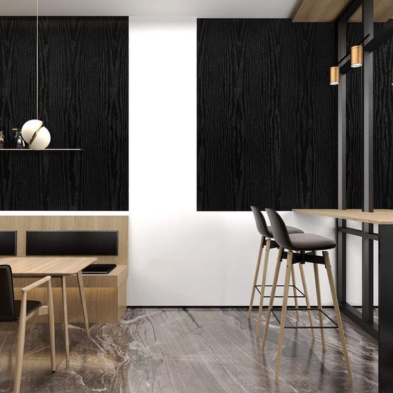 Unyqoos® Zelfklevende Meubelfolie in Houtlook voor Diverse Oppervlakken - Mat Zwart 30 x 200 cm