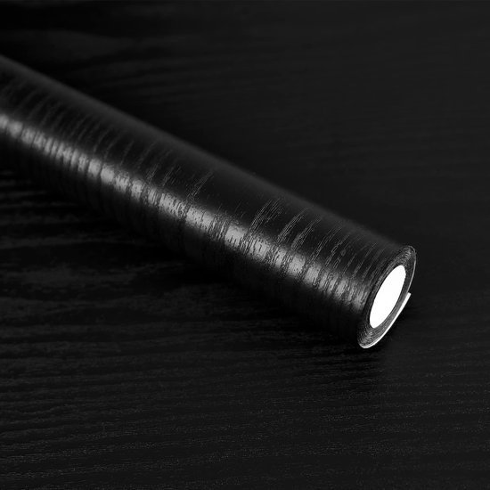 Unyqoos® Zelfklevende Meubelfolie in Houtlook voor Diverse Oppervlakken - Mat Zwart 30 x 200 cm