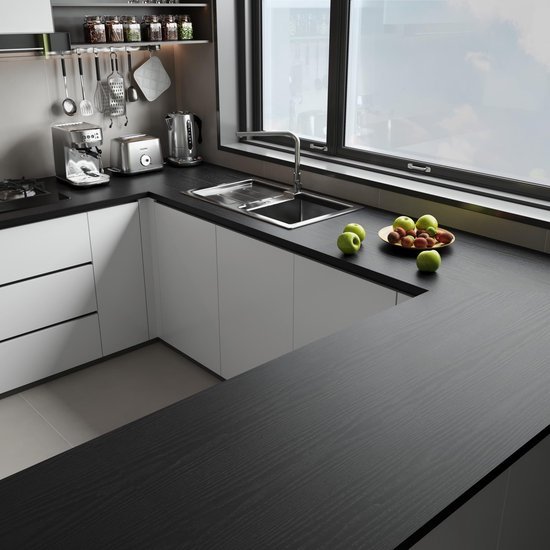 Unyqoos® Zelfklevende Meubelfolie in Houtlook voor Diverse Oppervlakken - Mat Zwart 30 x 200 cm