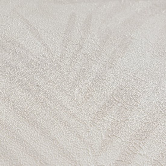 Unyqoos® Elegante Tropische Vliesbehang met Palmbladeren in Crème en Grijstinten