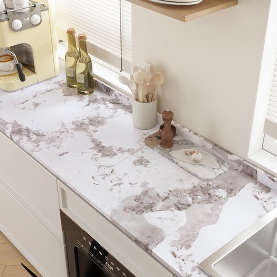 Unyqoos® Stijlvolle Onyx Witte Marmerfolie voor Interieurdecoratie en Makkelijk Onderhoud