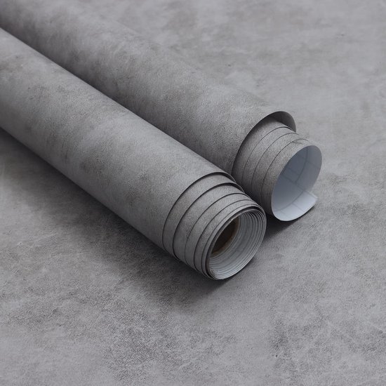 Unyqoos® Zelfklevende Vinyl Meubelfolie met Industriële Betonlook voor Interieurdecoratie, 40 x 300 cm, Donkergrijs