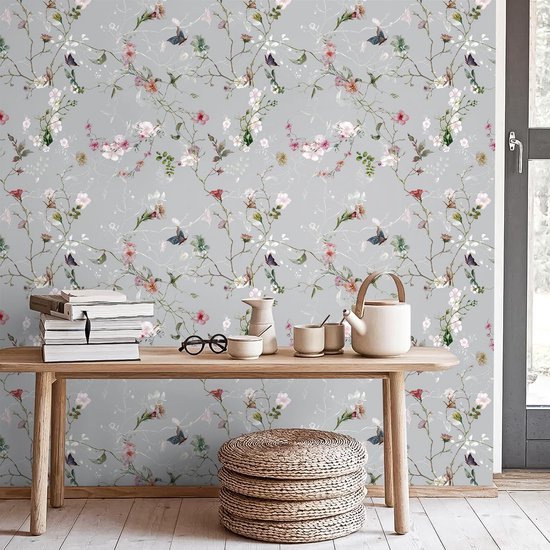 550x550-16090.jpg Unyqoos® Zelfklevend bloemenbehang met vintage vlinderpatroon voor elke ruimte