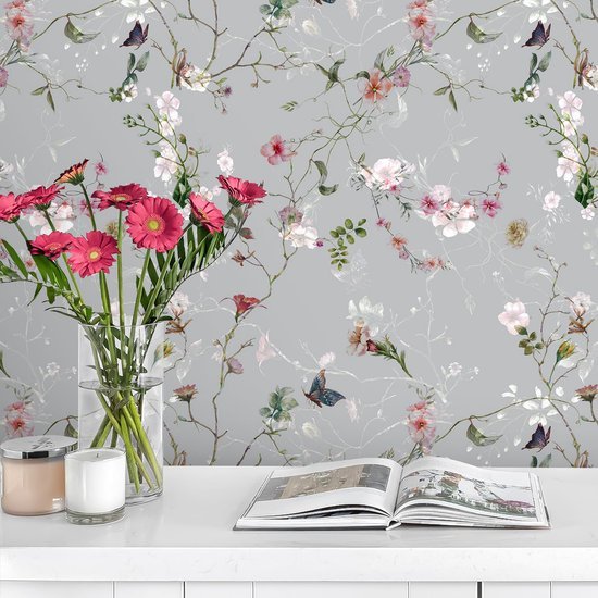 550x550-16091.jpg Unyqoos® Zelfklevend bloemenbehang met vintage vlinderpatroon voor elke ruimte